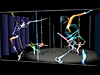 Stage previsualization for BIPED. Animation projected on transparent scrim.